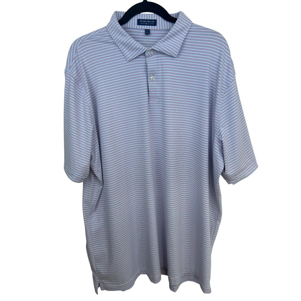 Peter Millar Crown Crafted Polo Shirt Men's Size XXL Striped Performance